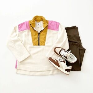 Free Assembly NWOT❗️Half Zip Color Blocked Mixy Pull Over Fleece Sweatshirt